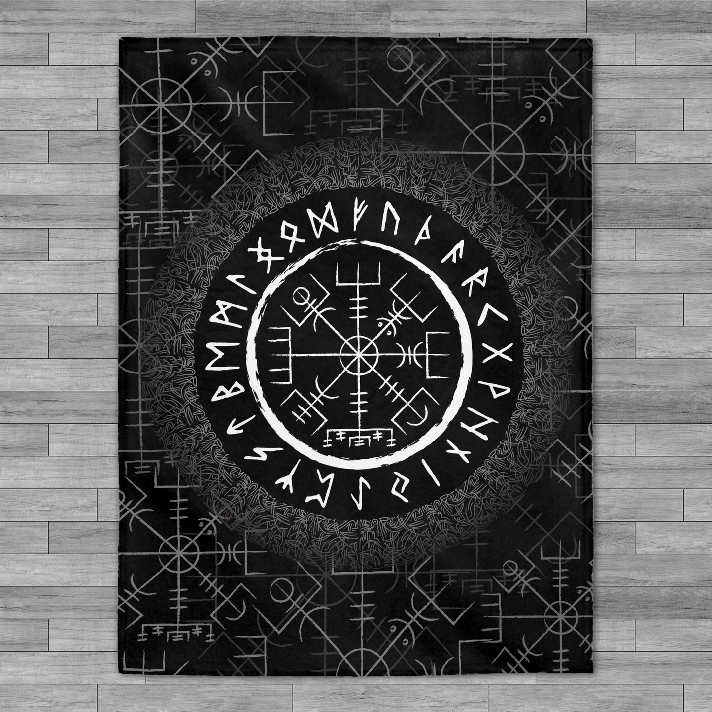 Vegvisir Viking Compass Velveteen Plush Throw Blanket
