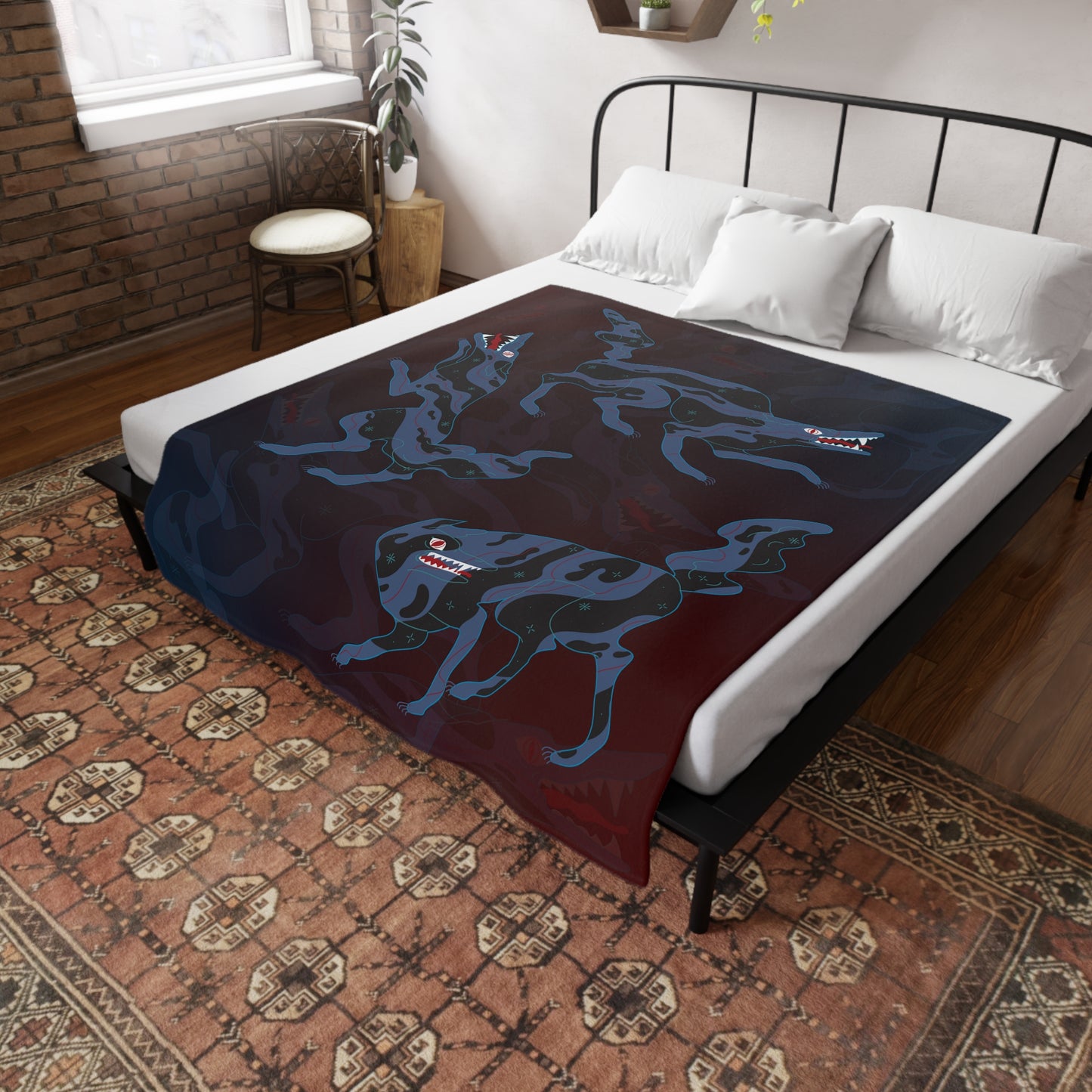 Wolves Velveteen Plush Throw Blanket