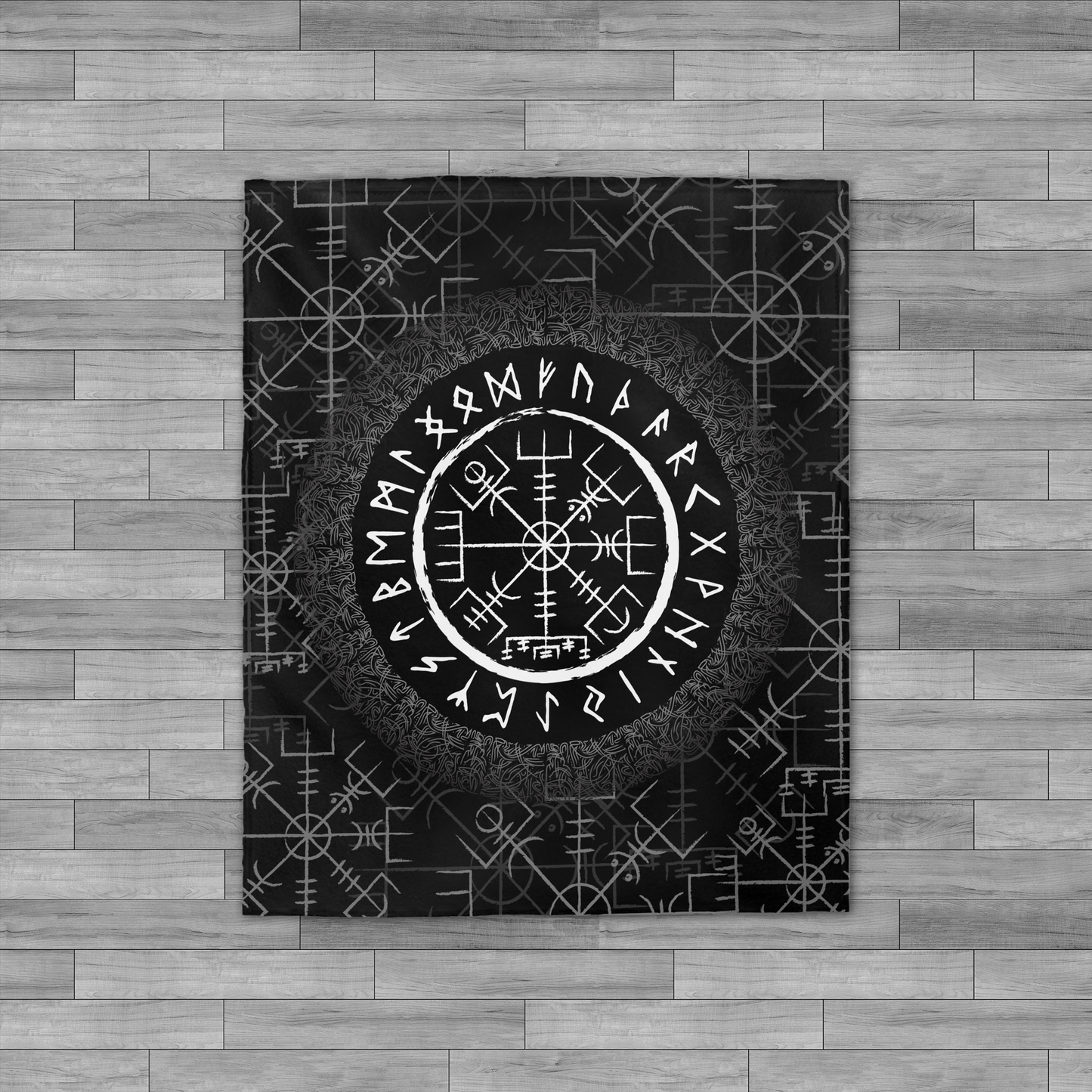 Vegvisir Viking Compass Velveteen Plush Throw Blanket
