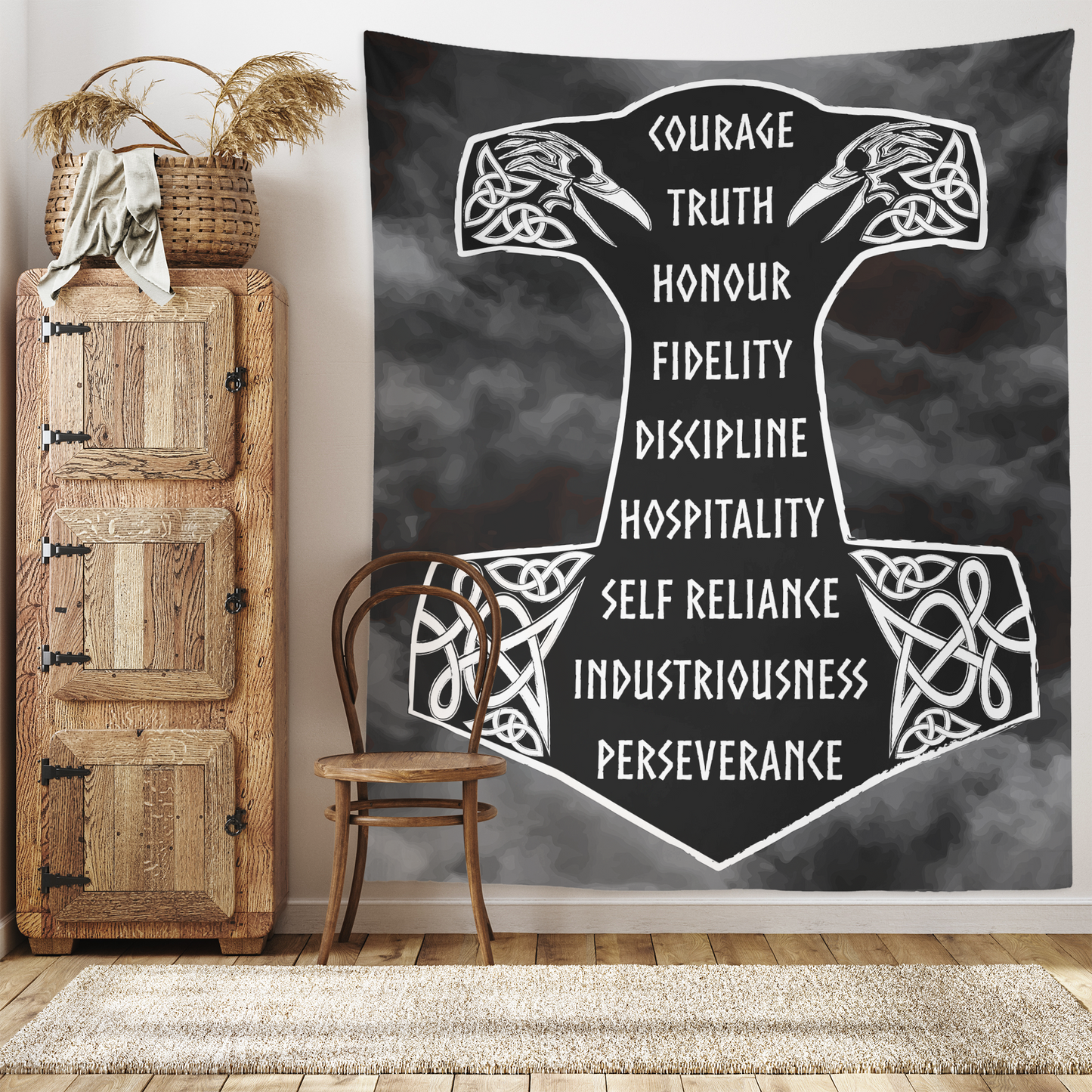 9 Noble Virtues Ásatrú Wall Tapestry