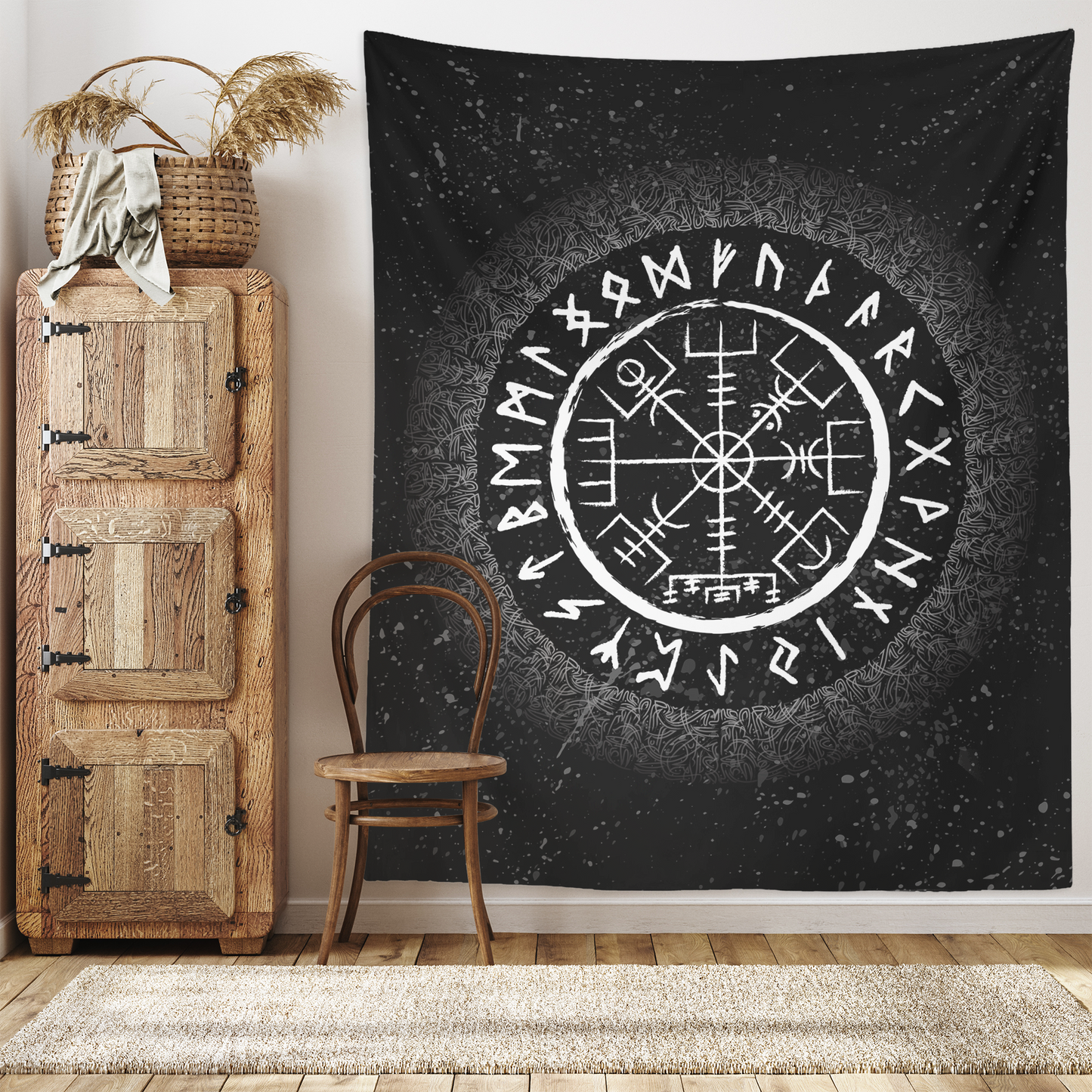 Vegvisir Viking Compass Wall Tapestry